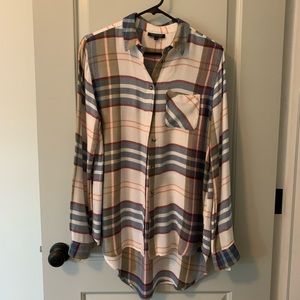 TOPSHOP Flannel - Cream/Blue/Green/Burgundy - US 6
